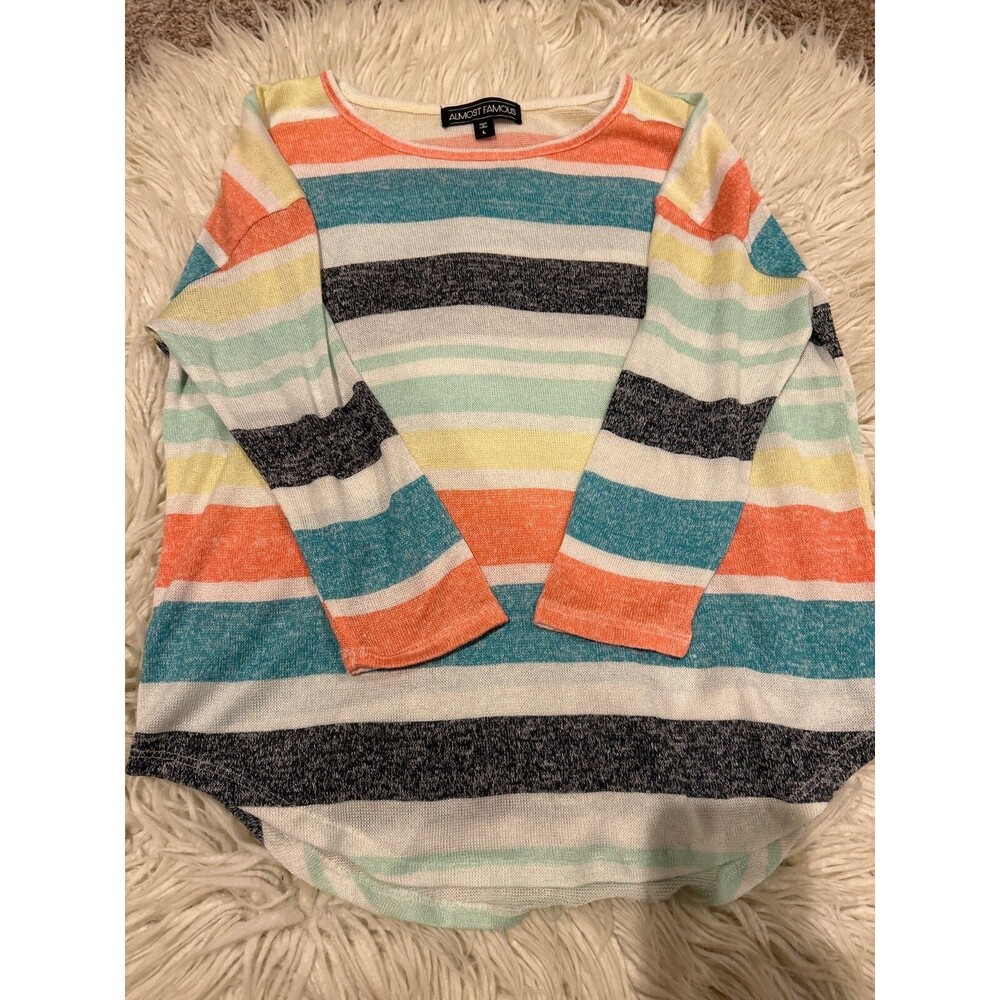 Almost Famous Womens Large lightweight striped colorful sweater
